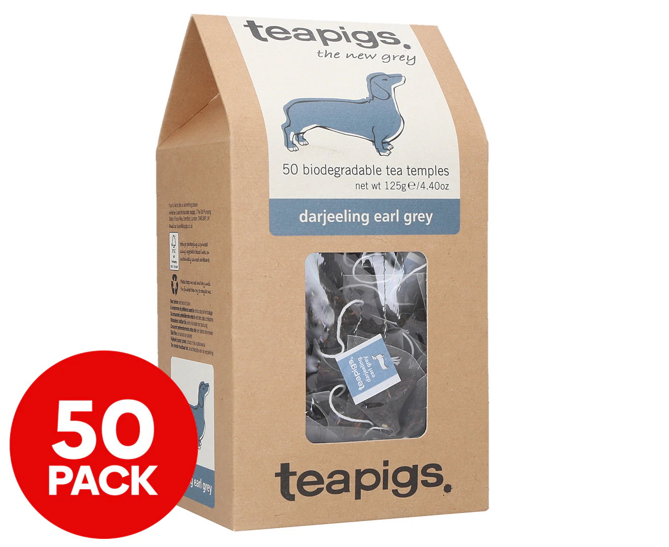 50pc Teapigs Darjeeling Earl Grey Tea Temples/Tea bags Bergamot blend Hot Drink