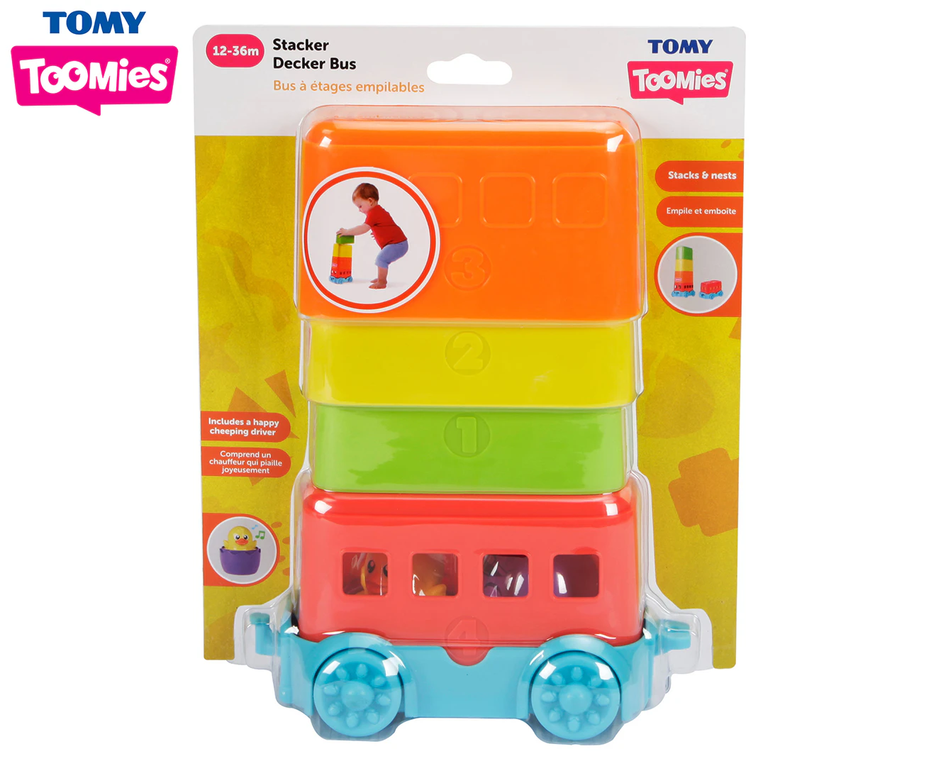 Tomy Stacker Decker Bus Baby/Toddler Stackable Vehicle Educational Toy 12-36m