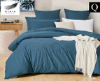 Gioia Casa Vintage Washed Cotton Queen Bed Quilt Cover Set - Teal
