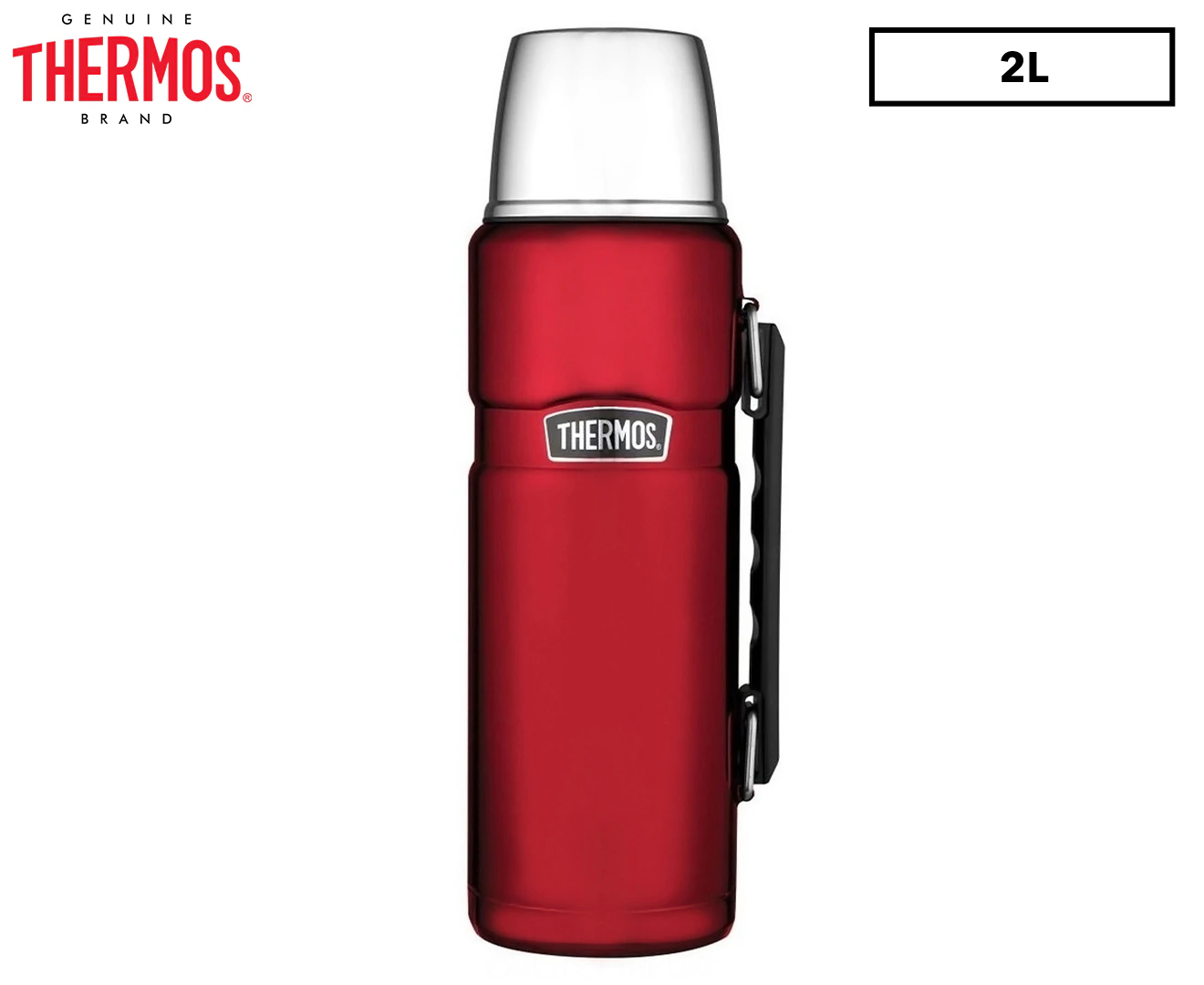 Thermos Stainless Steel King Vacuum Insulated Durable Flask Drink Bottle Red 2L