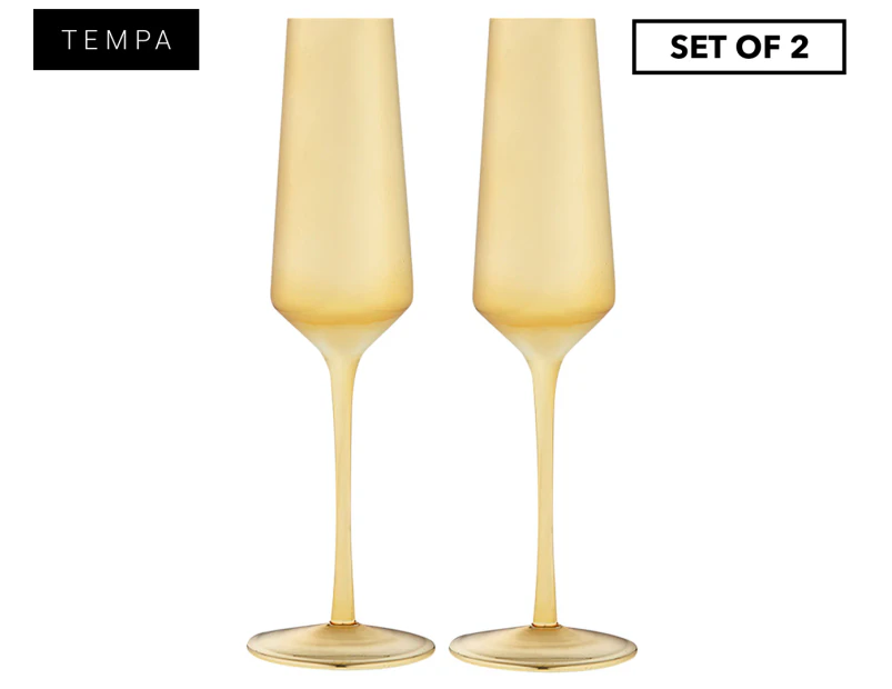 Set of 2 Tempa 225mL Aurora Gold Coated Champagne Glasses