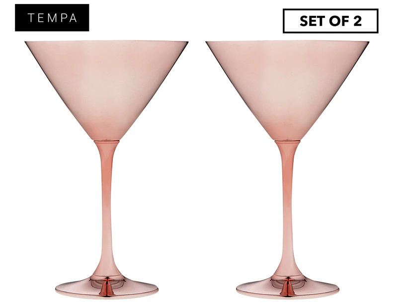 Set of 2 Tempa 190mL Aurora Rose Coated Martini Glasses