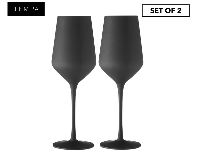 2pc Tempa Aurora 400ml Wine Stem Glass Cocktail Drink Cup Glassware Matte Black