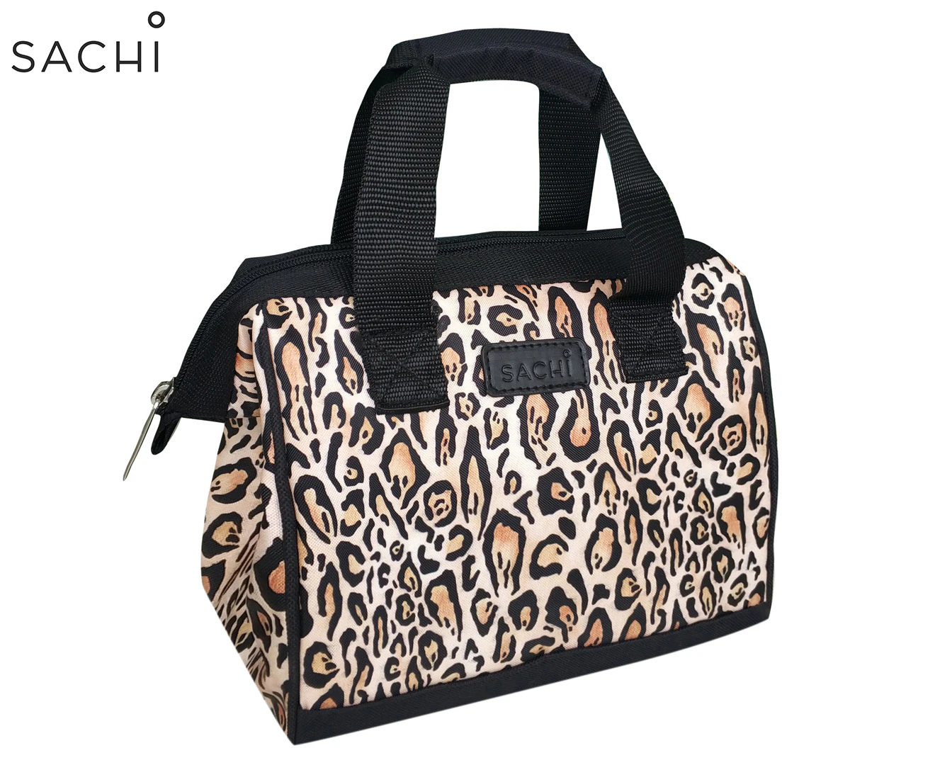 Sachi Leopard Insulated Lunch Bag - Black/Beige