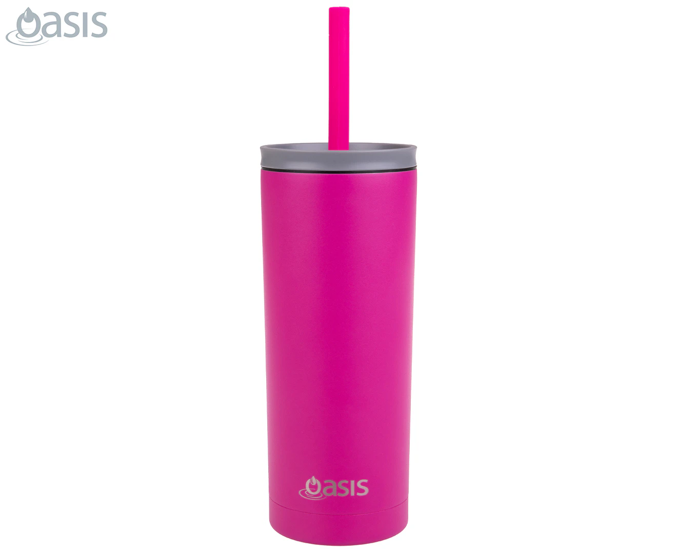 Oasis 600mL Double Wall Insulated Super Sipper Tumbler w/ Straw & Lid - Fuchsia