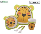 Bambeco 5-Piece Tiger Kids' Meal Set - Orange/Green