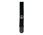 Perri's 2" Cotton "Peace Sign" Guitar Strap with Leather Ends - Black