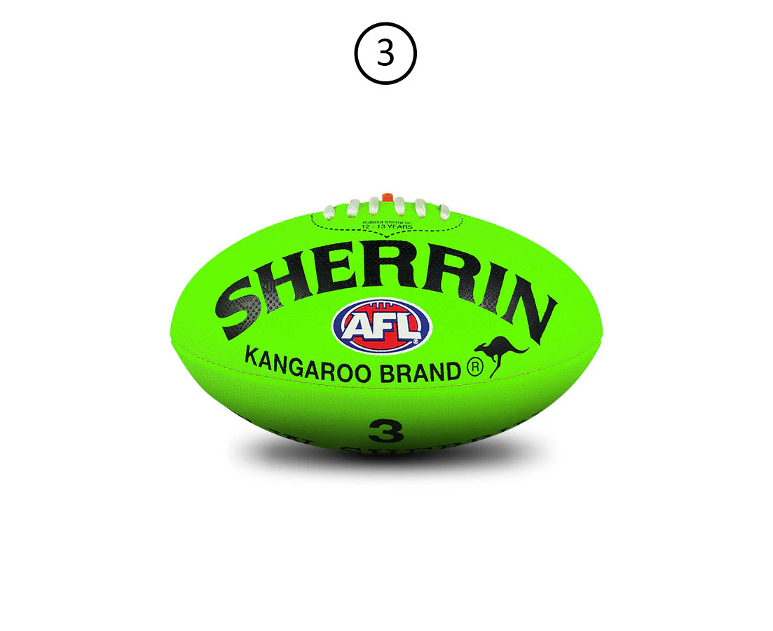 Sherrin Kangaroo Brand Synthetic Football [Size & Colour: Size 3 Neon Green]