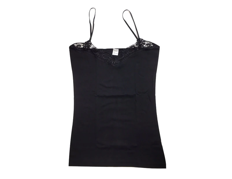 CAMISOLE TOP Strap Cami Top Women's Singlet Summer Basic Tank Shirt - Black