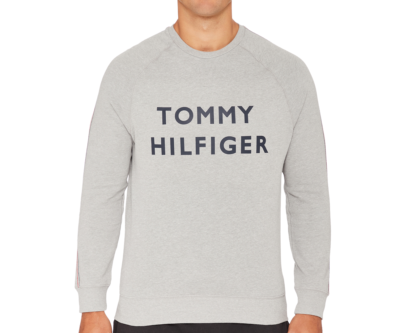 Tommy Hilfiger Men's Brush Back Fleece Crew Sweatshirt - Grey Heather ...