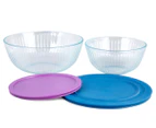 Pyrex 4-Piece Sculpted Mixing Bowl Set - Clear/Pink/Blue