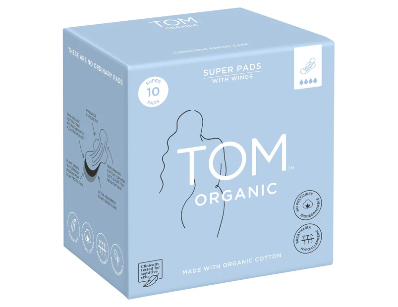 Tom Organic Super Pads 10 Pack