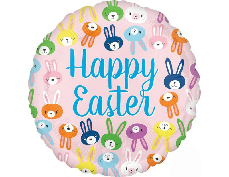 Happy Easter Cute Bunny Faces Foil Balloon 45cm Approx