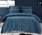 Daniel Brighton Polyester Velvet Pinsonic Queen Bed Quilt Cover Set - Navy Blue