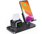 3 in 1 Aluminum Alloy Function Stand for All Apple ,iWatch Series 5/4/3/2/1, AirPods,iPad-Black