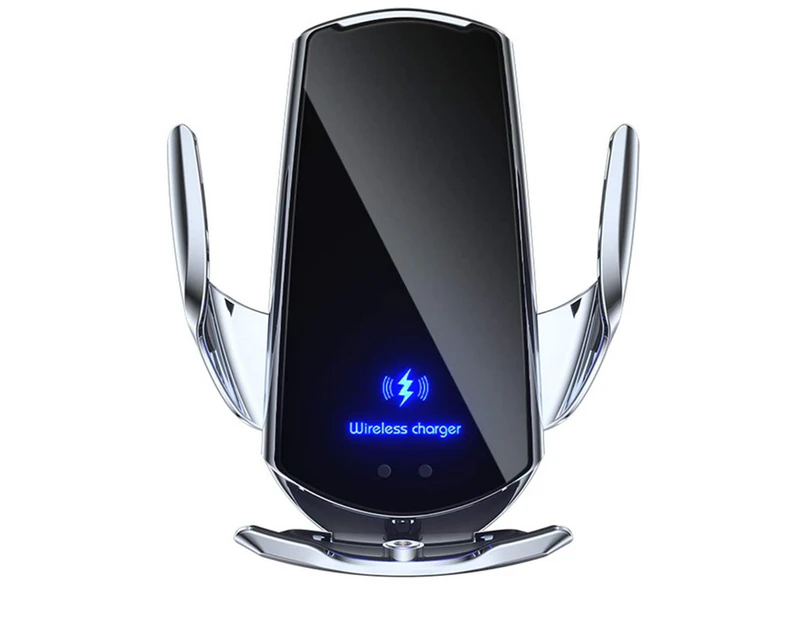 15W Qi Automatic Magnetic Car Wireless Charger USB Infrared Sensor Phone Holder-Black