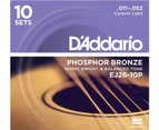 D'Addario EJ26 11-52 Phosphor Bronze Acoustic Guitar Strings 10 Pack