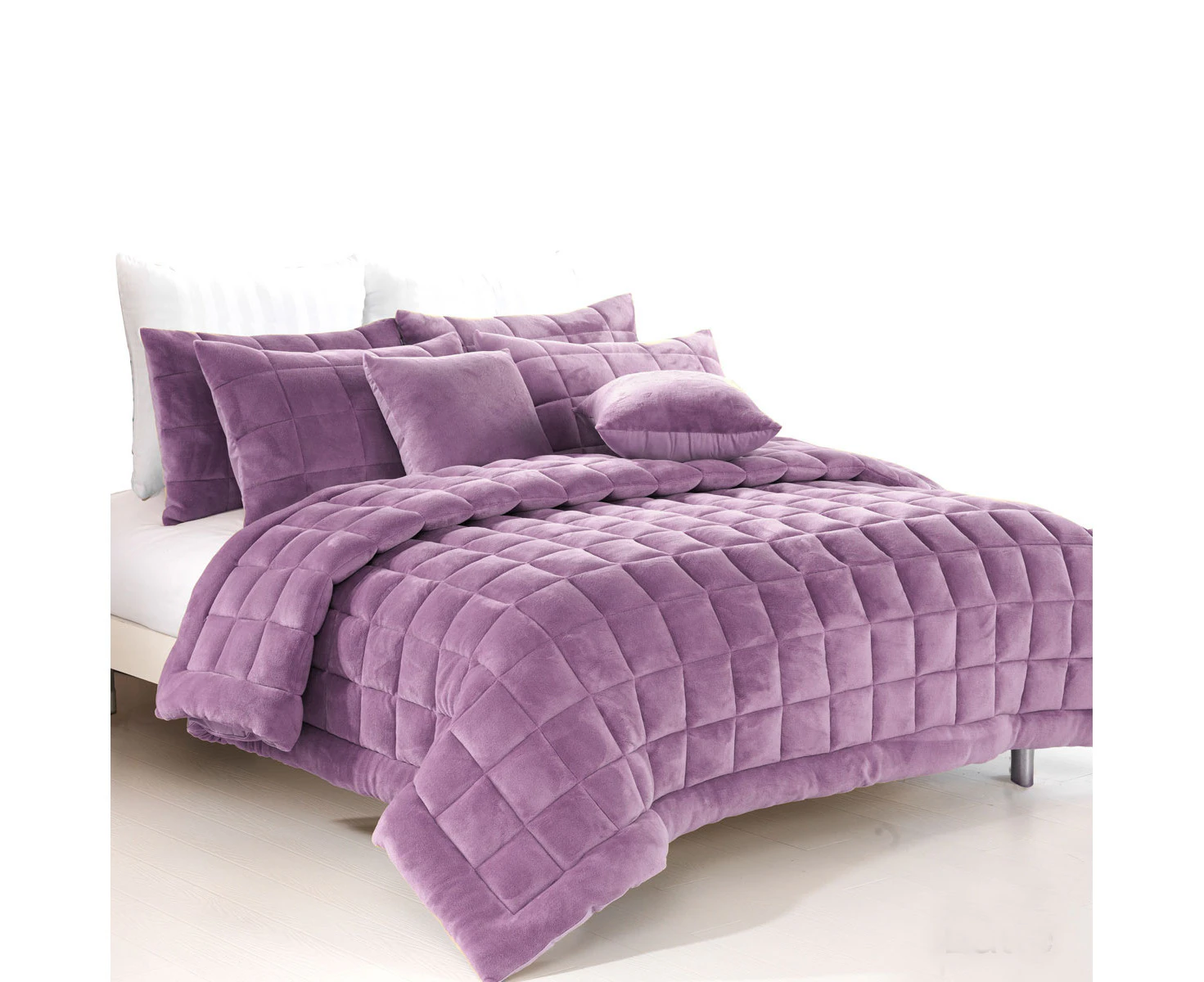 Augusta Faux Mink Quilt / Comforter Set Lilac