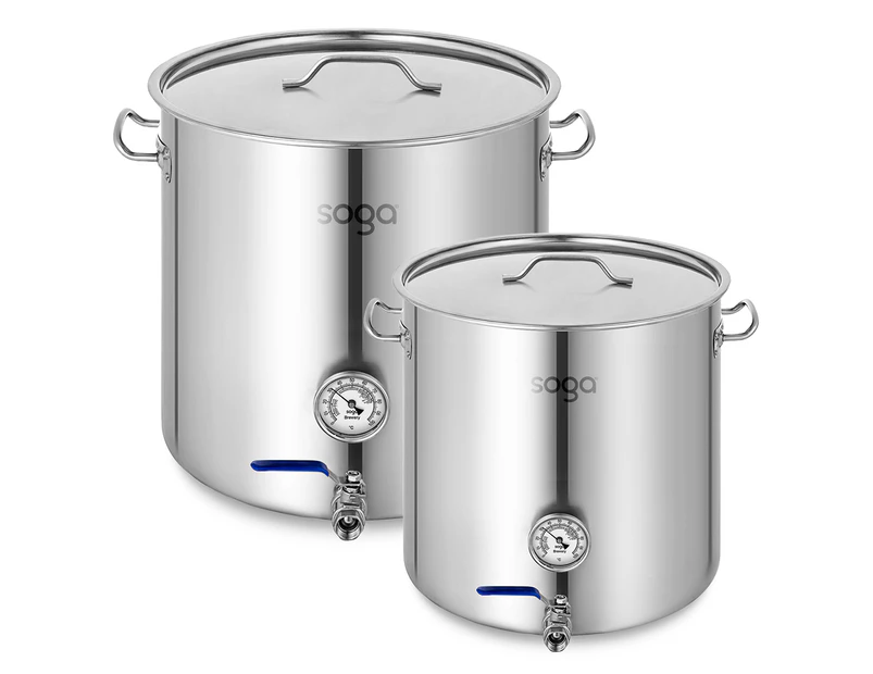 SOGA Stainless Steel Brewery Pot 50L 98L With Beer Valve 40CM 50CM