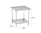 SOGA 80*70*85cm Commercial Catering Kitchen Stainless Steel Prep Work Bench