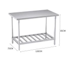 SOGA 120*70*85cm Commercial Catering Kitchen Stainless Steel Prep Work Bench