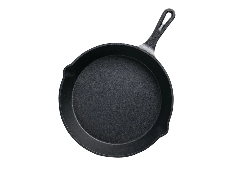 SOGA 26cm Round Cast Iron Frying Pan Skillet Steak Sizzle Platter with Handle