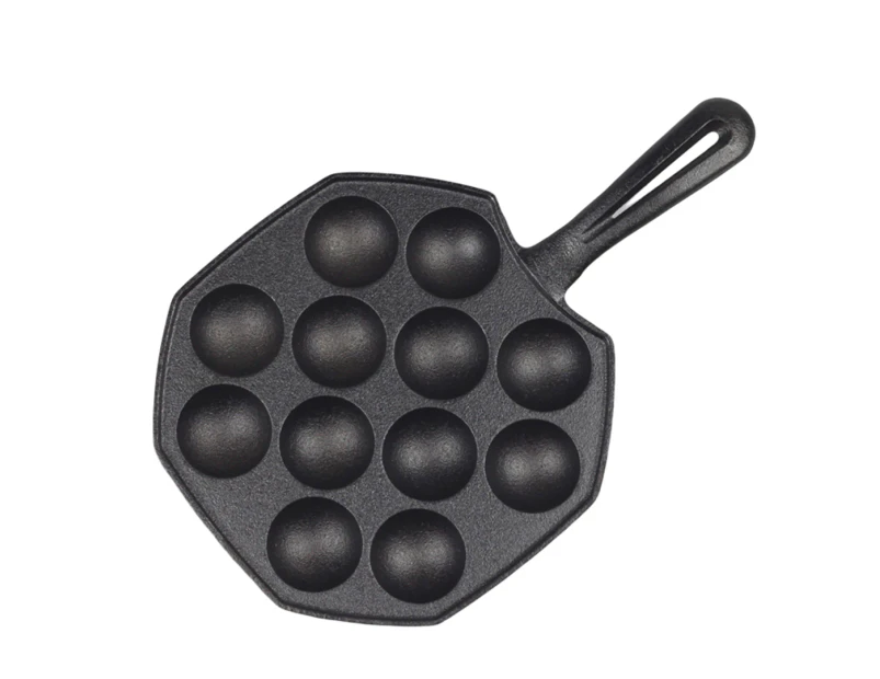 SOGA 18CM Cast Iron Takoyaki Fry Pan Octopus Balls Maker 12 Hole Cavities Grill Mold