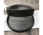 SOGA 2 in 1 Cast Iron Ribbed Fry Pan Skillet Griddle BBQ and Steamboat Hot Pot