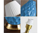 SOGA 2X Textured Ceramic Oval Table Lamp with Gold Metal Base Blue