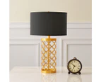 SOGA 2X Golden Hollowed Out Base Table Lamp with Dark Shade