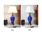 SOGA 4X Blue Ceramic Oval Table Lamp with Gold Metal Base