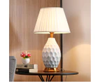 SOGA Textured Ceramic Oval Table Lamp with Gold Metal Base White