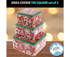 Xmas Cookie Tin Square Set of 3