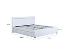 New Double Size Wood Bed Frame PU Leather 4 Drawer Storage Bed Base White