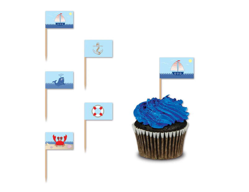 Nautical Party Supplies - Cupcake Food Picks 50 pack
