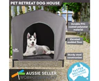 Pro Pet Care Elevated 63x58cm Fabric Retreat Dog Kennel Sleeping House Grey