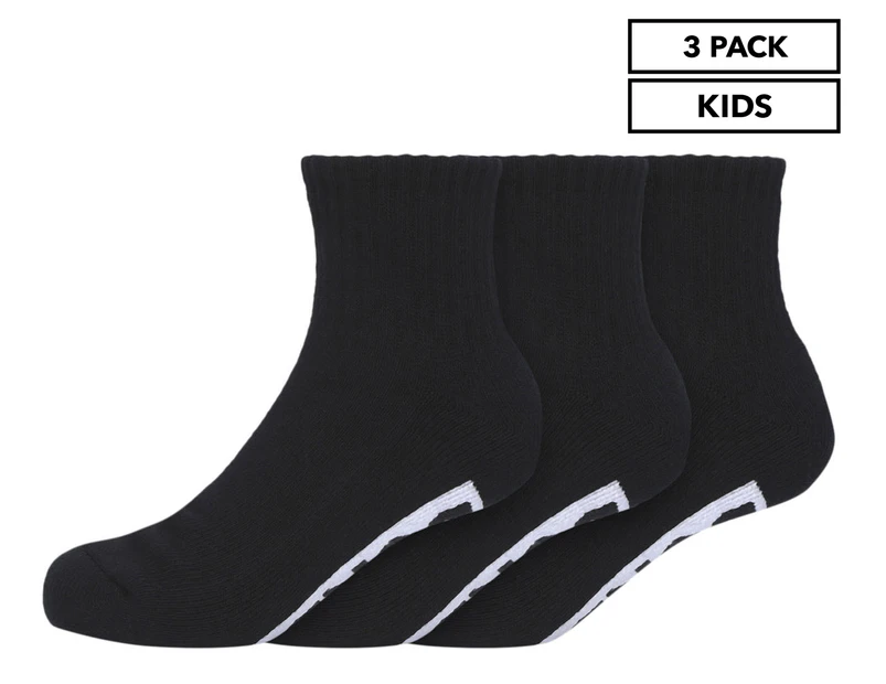 Bonds Kids' Logo Light Quarter Crew Socks 3-Pack - Black
