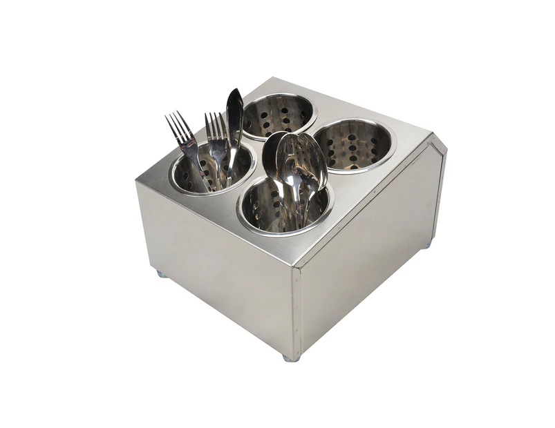 SOGA 18/10 Stainless Steel Commercial Conical Utensils Square Cutlery Holder with 4 Holes