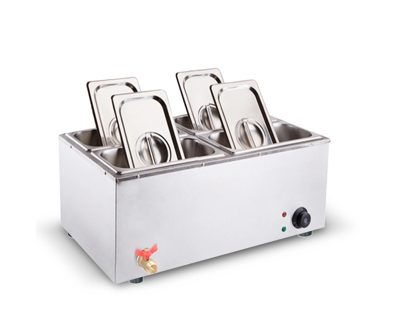 SOGA Stainless Steel 4 X 1/2 GN Pan Electric Bain-Marie Food Warmer with Lid