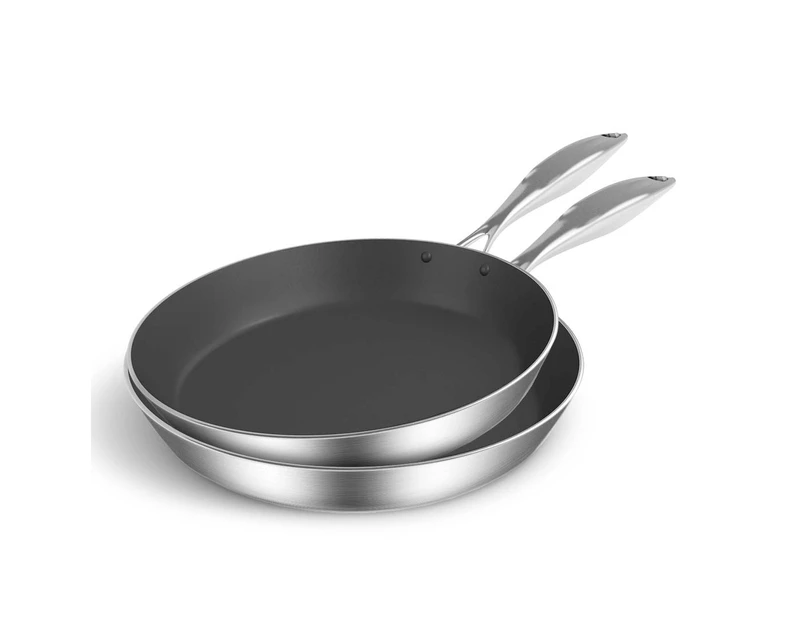 SOGA Stainless Steel Fry Pan 22cm 30cm Frying Pan Skillet Induction Non Stick Interior FryPan