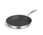 SOGA Stainless Steel Fry Pan 34cm Frying Pan Induction FryPan Non Stick Interior