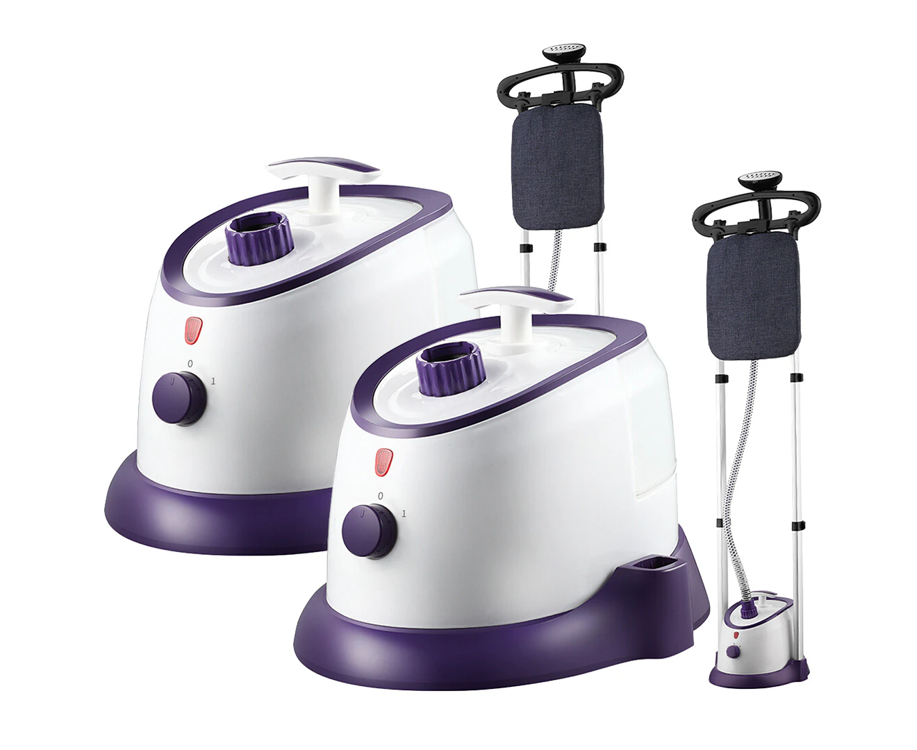 SOGA 2X Garment Steamer Vertical Twin Pole Clothes 1700ml 1800w Professional Steaming Kit Purple