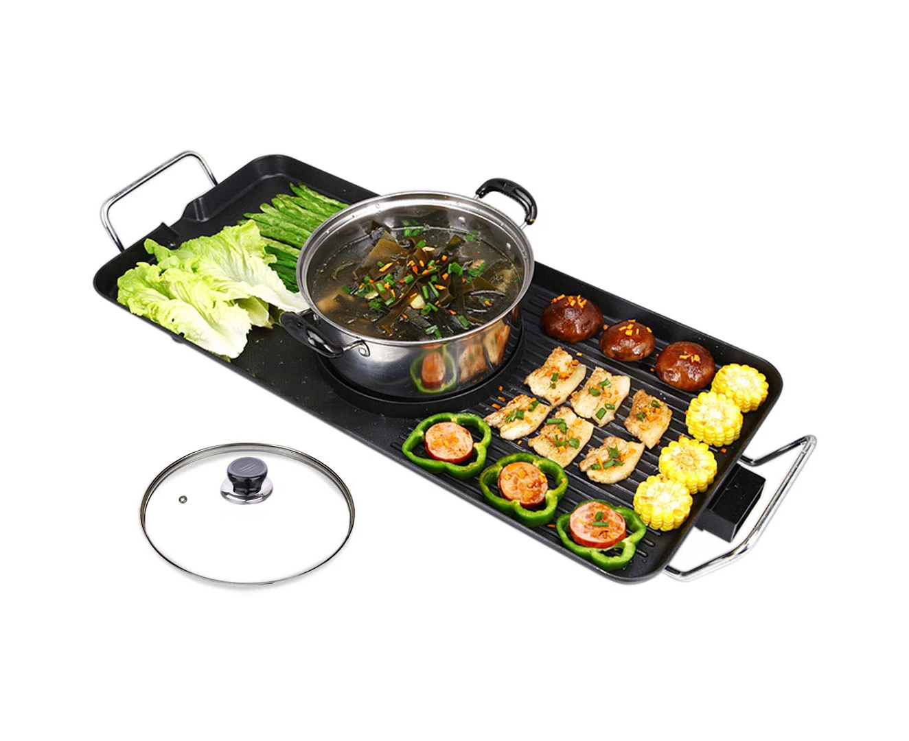 SOGA Electric Steamboat Asian Hot Pot Soup Maker Fondue Teppanyaki Hotpot Grill