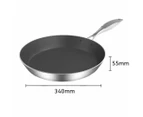 SOGA Stainless Steel Fry Pan 34cm Frying Pan Induction FryPan Non Stick Interior