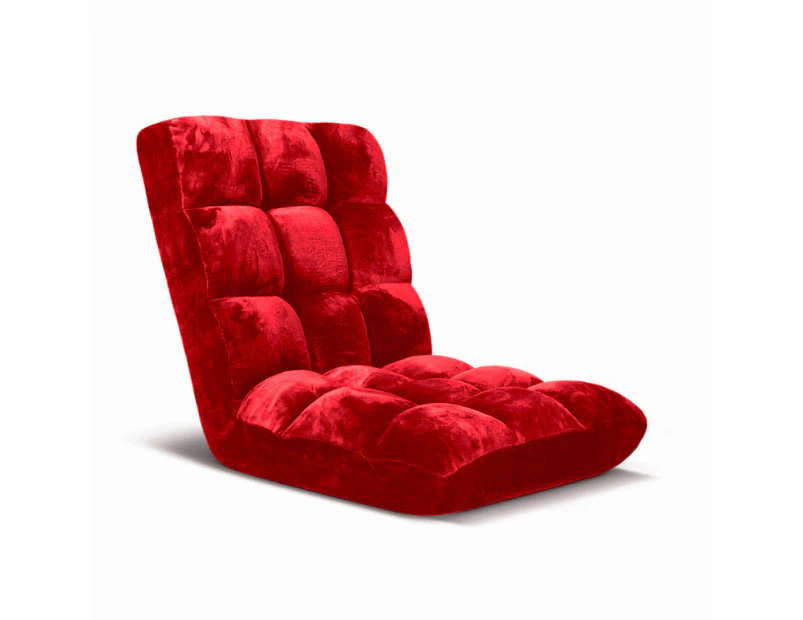 SOGA Floor Recliner Folding Lounge Sofa Futon Couch Folding Chair Cushion Red