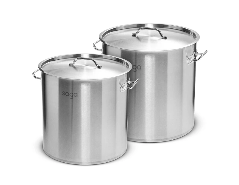 SOGA Stock Pot 12L 25L Top Grade Thick Stainless Steel Stockpot 18/10