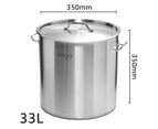SOGA Stock Pot 33L Top Grade Thick Stainless Steel Stockpot 18/10 3