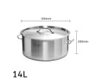 SOGA Stock Pot 14L Top Grade Thick Stainless Steel Stockpot 18/10 3