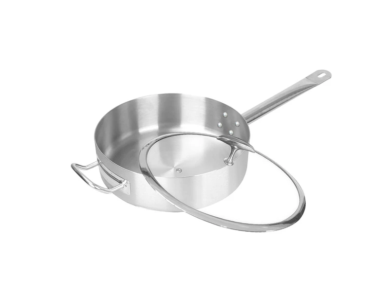 SOGA 30cm Stainless Steel Saucepan Sauce pan with Glass Lid and Helper Handle Triple Ply Base Cookware