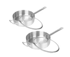 SOGA 2X 30cm Stainless Steel Saucepan Sauce pan with Glass Lid and Helper Handle Triple Ply Base Cookware
